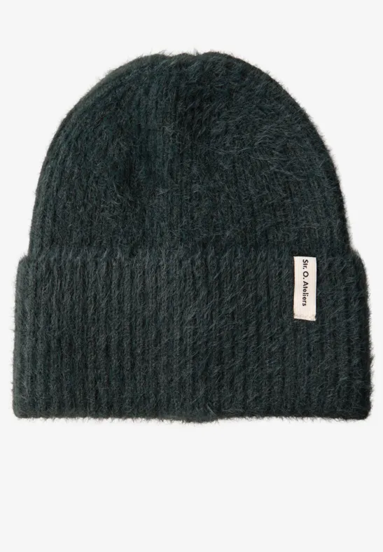 Bonnet en fil de plumes juniper green mel.