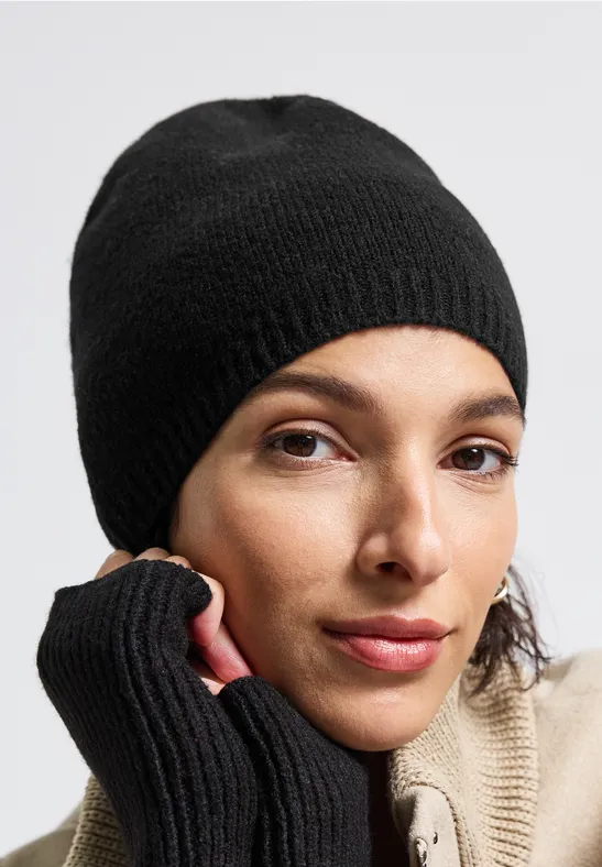 Bonnet en maille fine Black