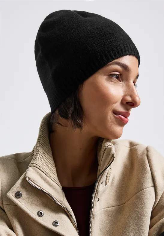Bonnet en maille fine Black