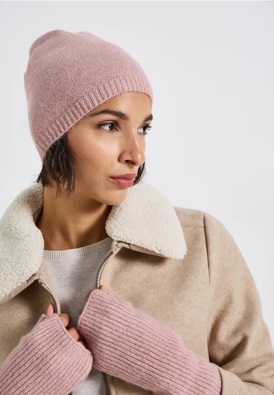 Bonnet en maille fine rosewood pink melange