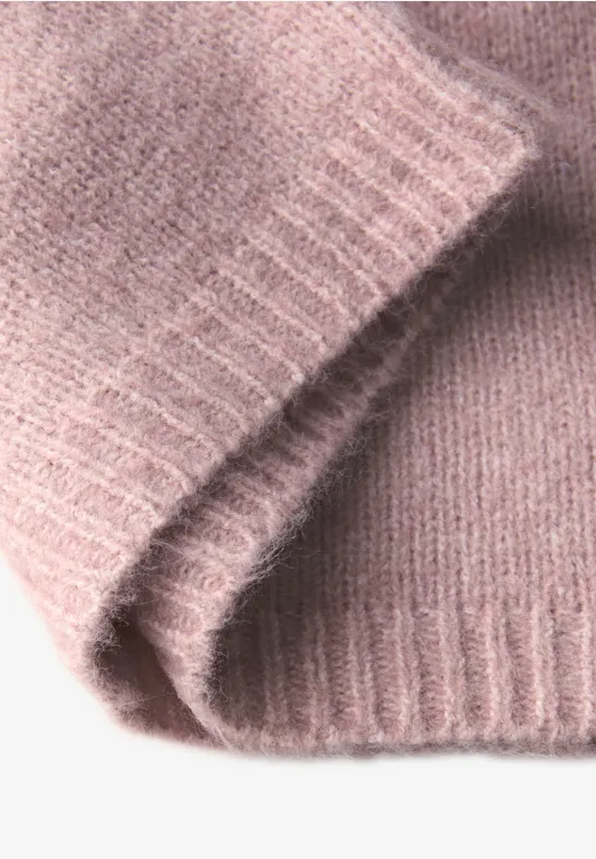 Bonnet en maille fine rosewood pink melange