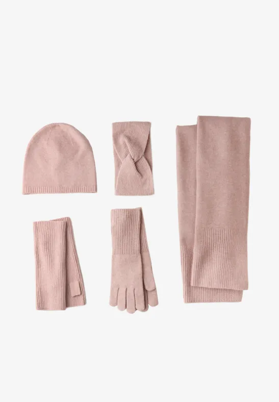 Fijn gebreide handschoenen rosewood pink melange