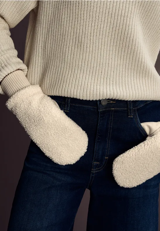 Teddy Velours Handschuhe pastel sand
