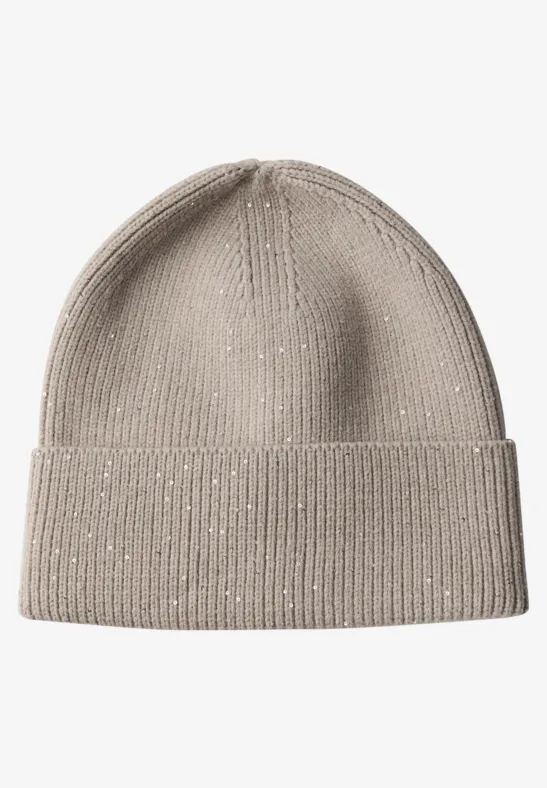 Beanie mit Pailletten Soft Sand Mel.