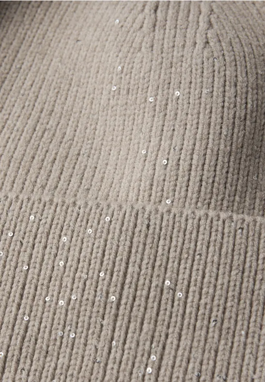 Beanie mit Pailletten Soft Sand Mel.