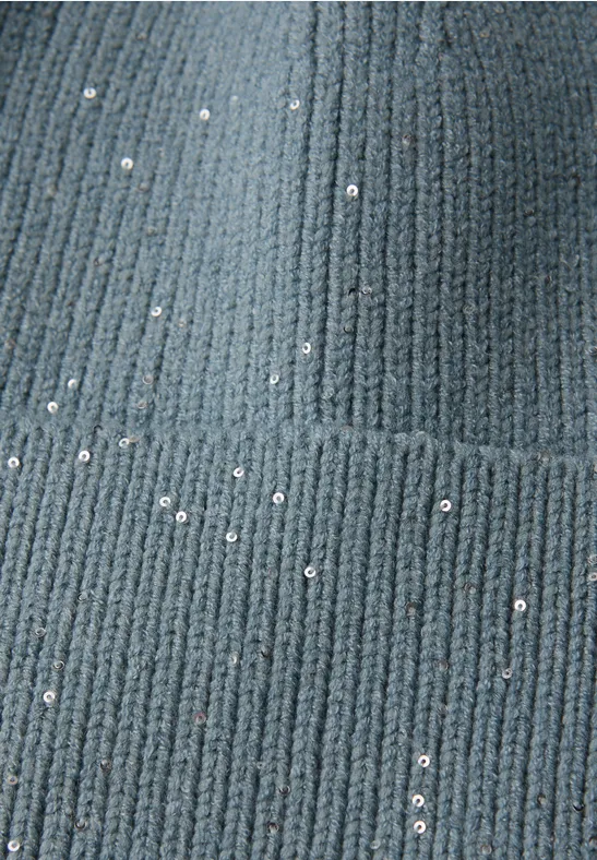 Beanie mit Pailletten sterling blue mel.