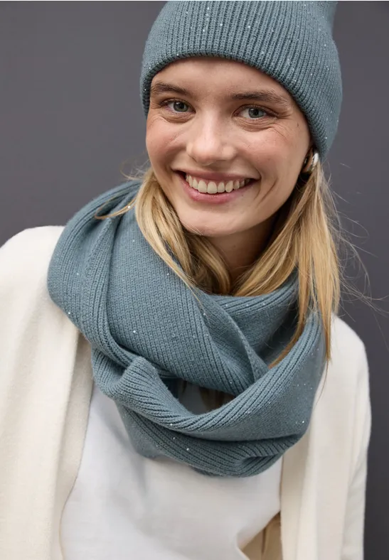 Loop Schal mit Pailletten sterling blue mel.