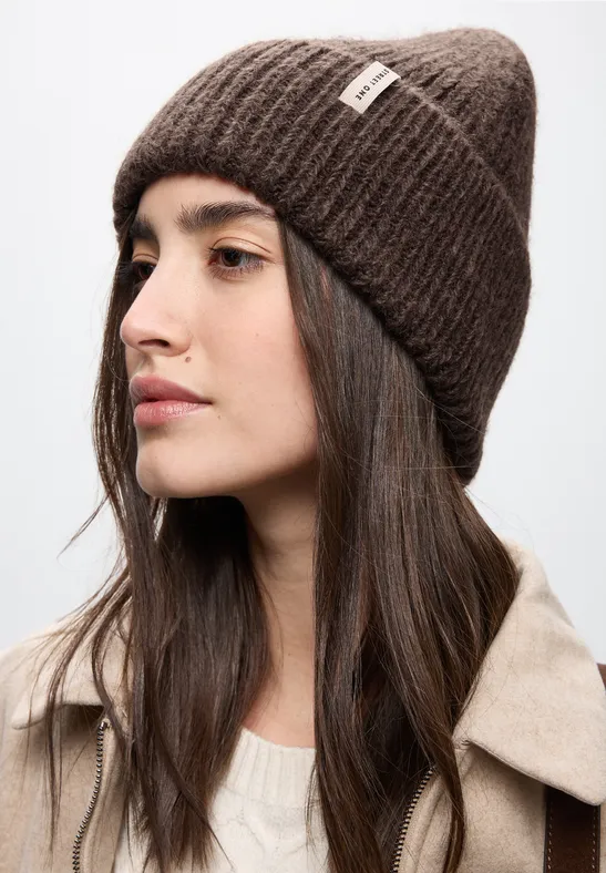 Strickmütze mit Woll-Anteil deep roast brown mel.