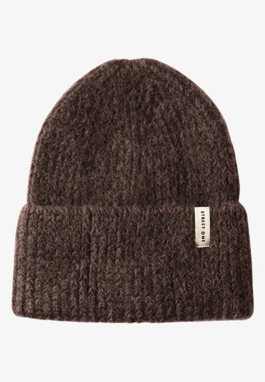 Strickmütze mit Woll-Anteil deep roast brown mel.