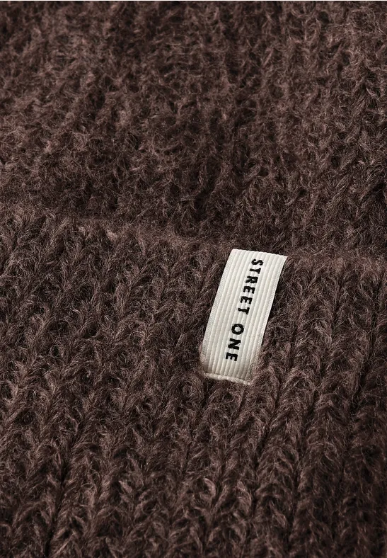 Strickmütze mit Woll-Anteil deep roast brown mel.