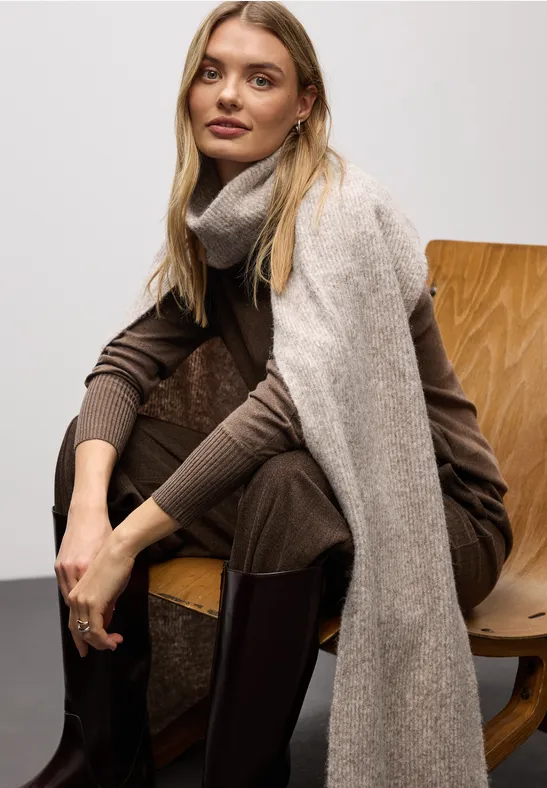 Schal mit Turtleneck Soft Sand Mel.