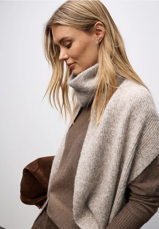 Schal mit Turtleneck Soft Sand Mel.