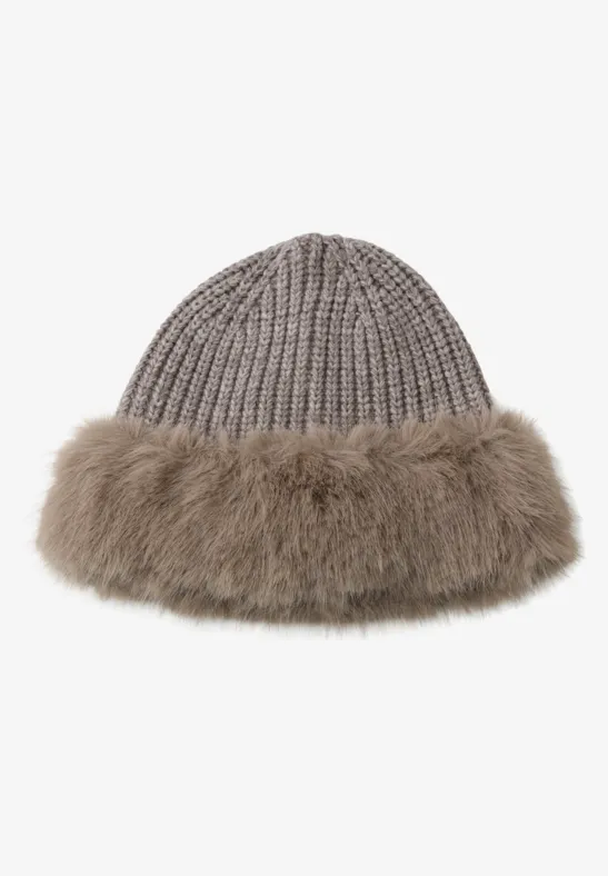 Beanie mit Fake Fur Sandy Mocca Mel.