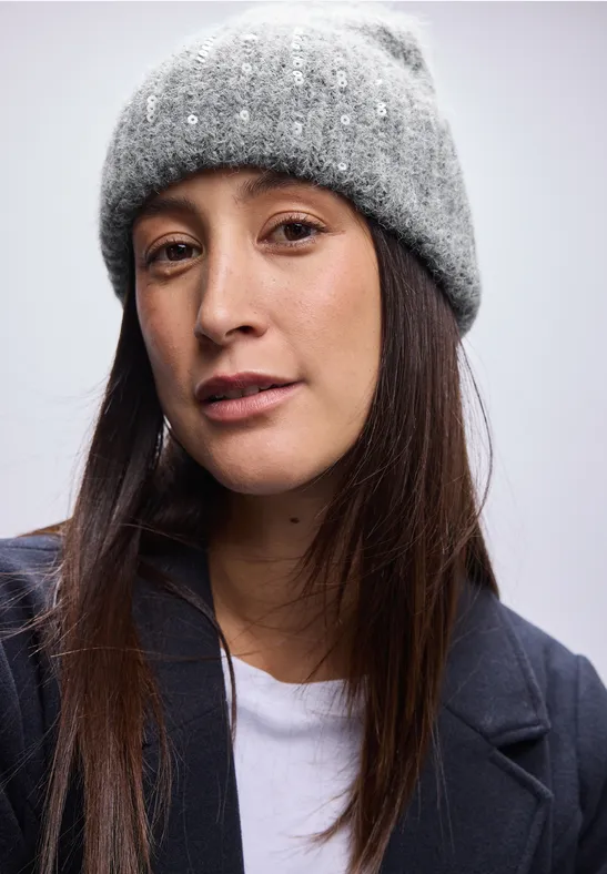 Beanie mit Pailletten anthracite melange