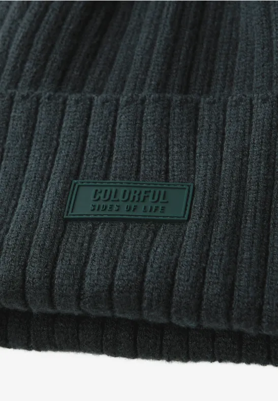 Rippstrick Beanie juniper green
