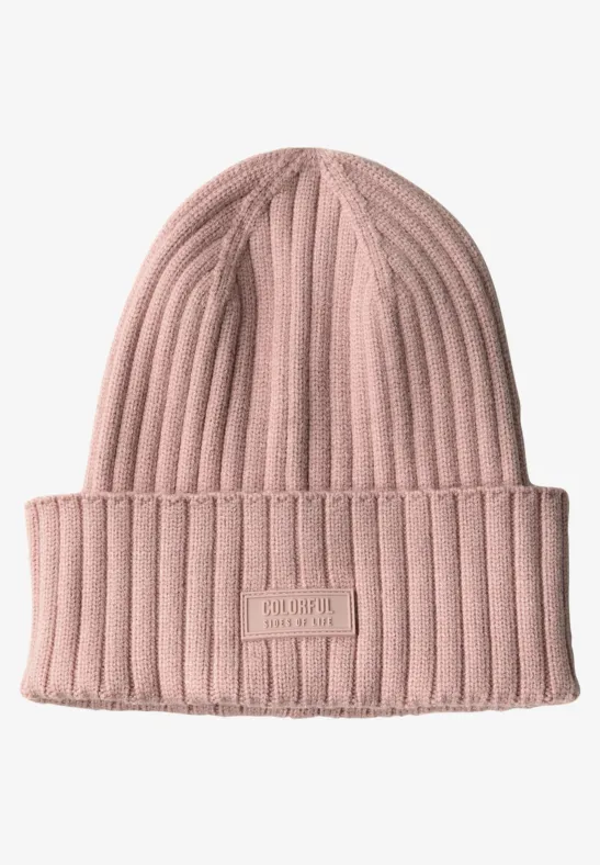 Rippstrick Beanie faded rose mel.