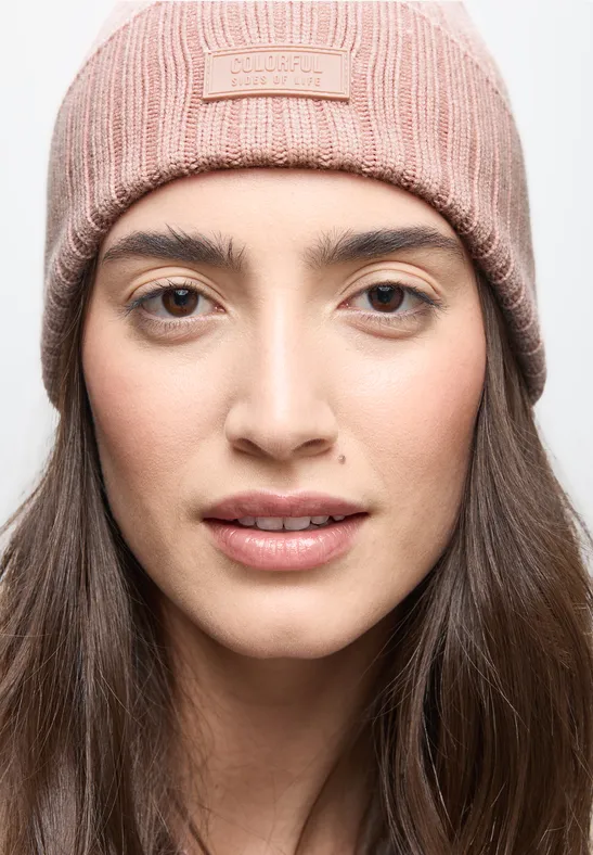 Rippstrick Beanie faded rose mel.