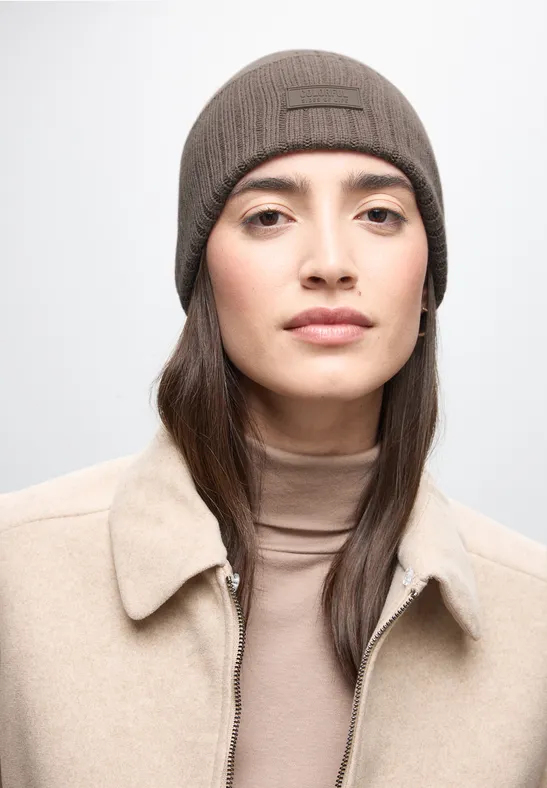 Rippstrick Beanie silk brown mel.
