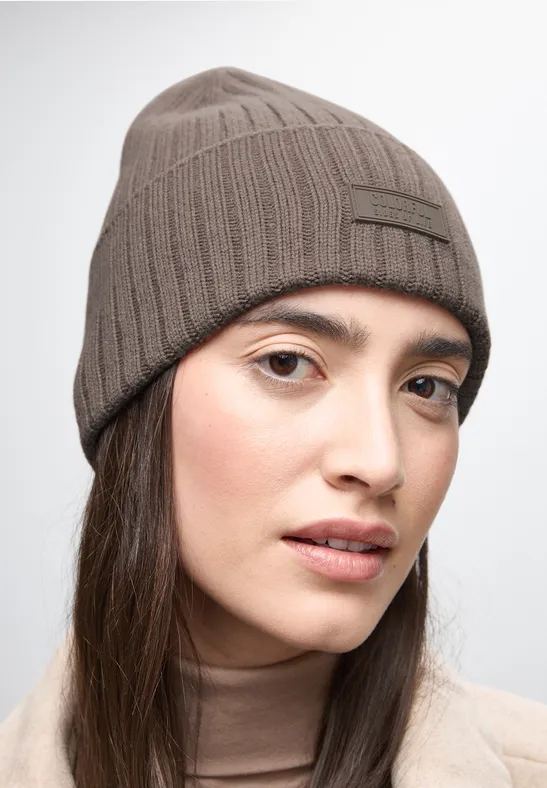 Rippstrick Beanie silk brown mel.