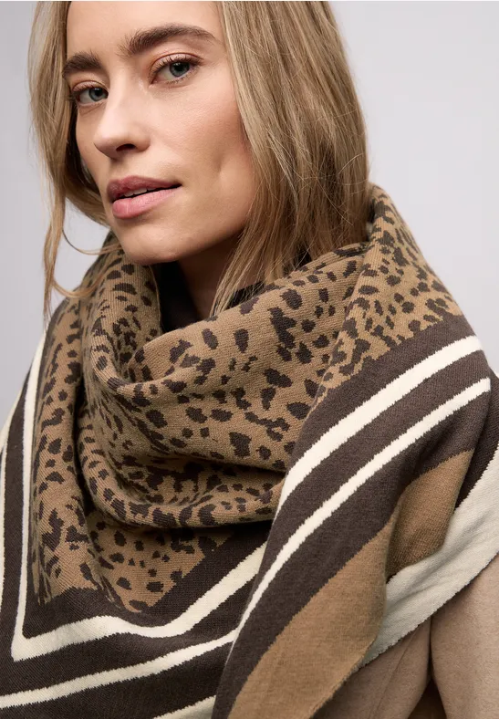 Dreieckstuch mit Leo-Muster Cinnamon Brown