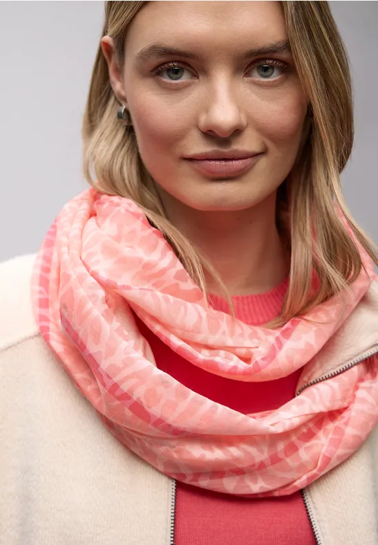 Foulard loop à motifs striking coral