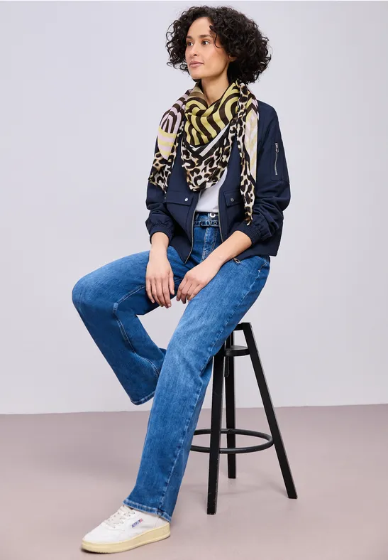 Szalik w paski z detalami w stylu leo Cinnamon Brown