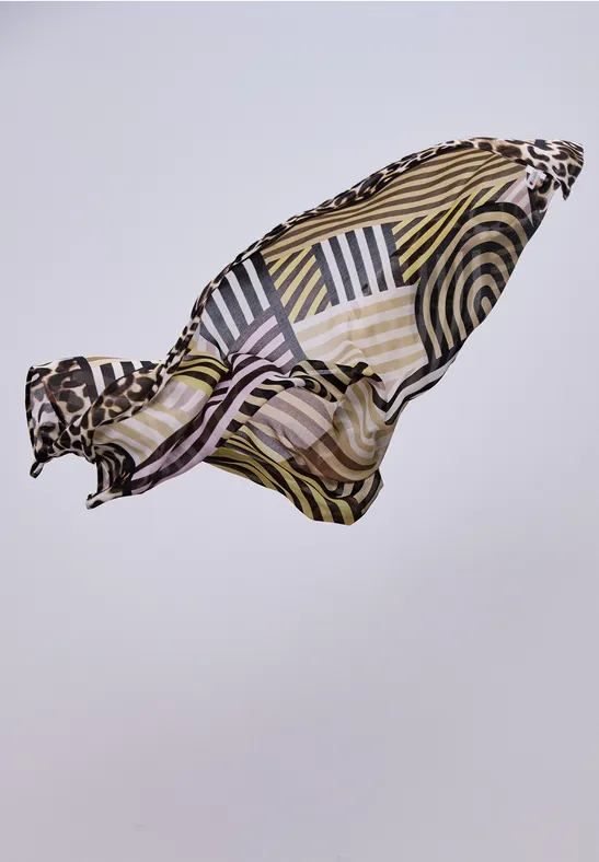 Szalik w paski z detalami w stylu leo Cinnamon Brown