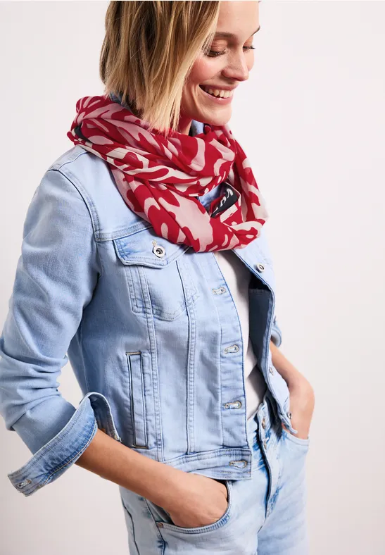 Foulard en modal avec motif floral salsa red