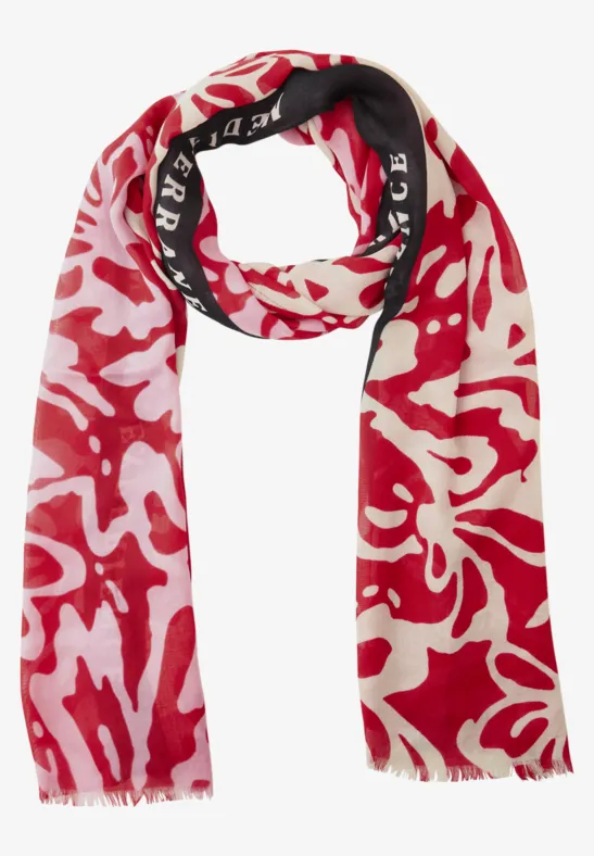 Foulard en modal avec motif floral salsa red