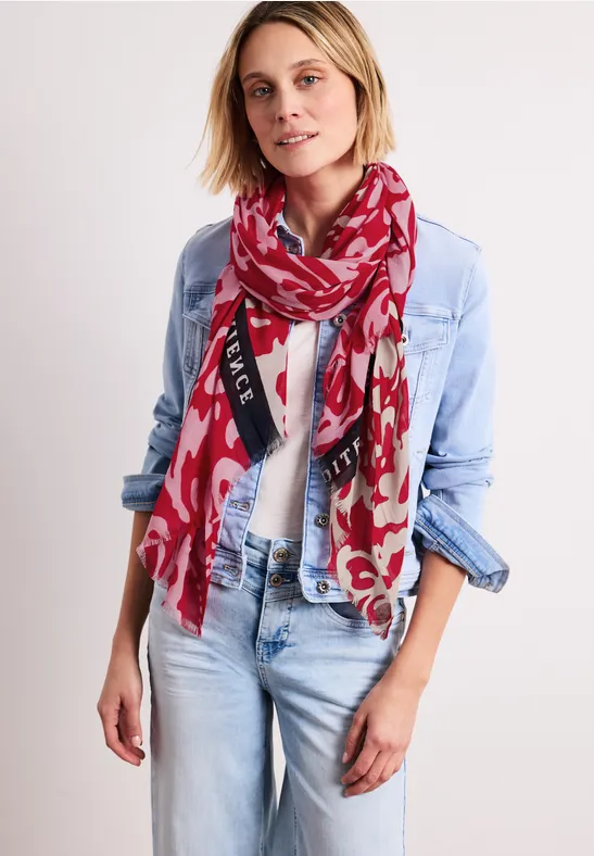Foulard en modal avec motif floral salsa red
