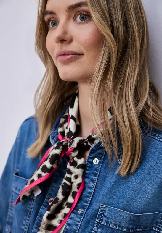 Nicki sjaal in satijnlook met dierenprint espresso brown