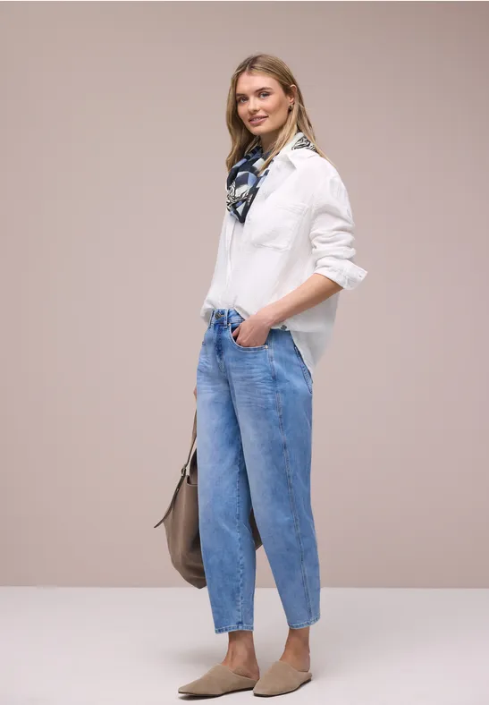 Modal lussjaal met patroonmix drift blue