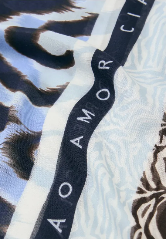 Modal lussjaal met patroonmix drift blue