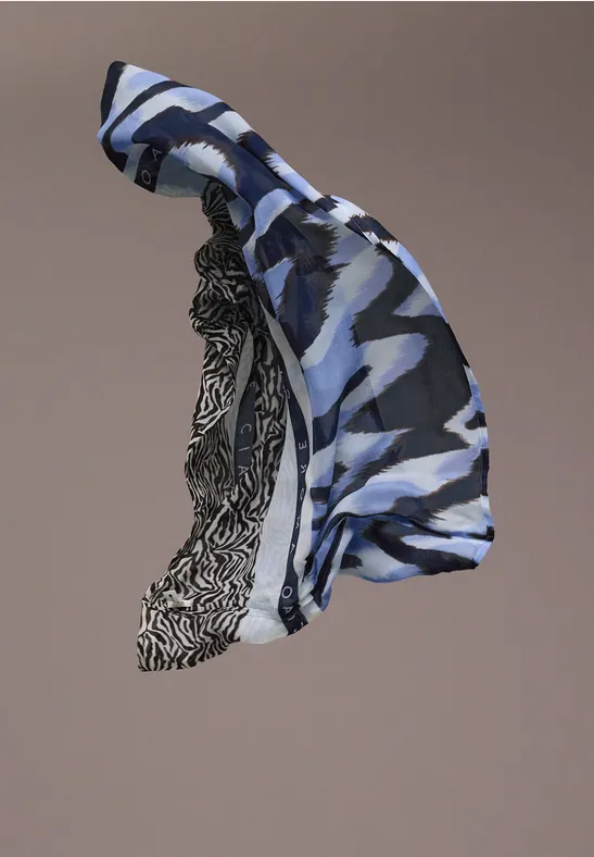 Modal lussjaal met patroonmix drift blue