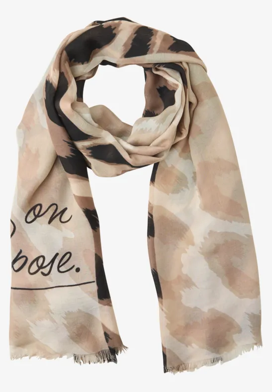 Langer Schal mit Leo-Muster timeless beige
