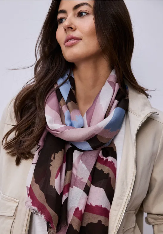 Sjaal met veelkleurig patroon en tekst multicolor