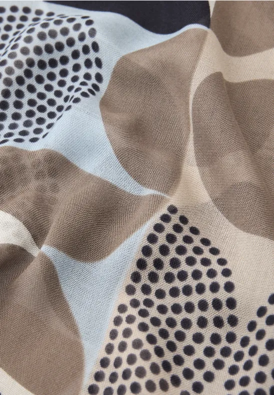 Sjaal met lus en grafisch patroon tempest blue