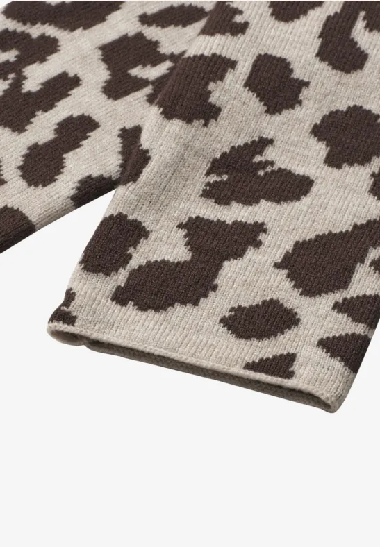 Feinstrick Armwärmer mit Leo-Muster auburn brown