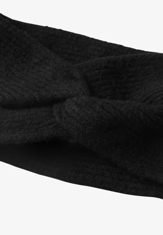 Cienka dzianinowa opaska na głowę w jednolitym kolorze Black