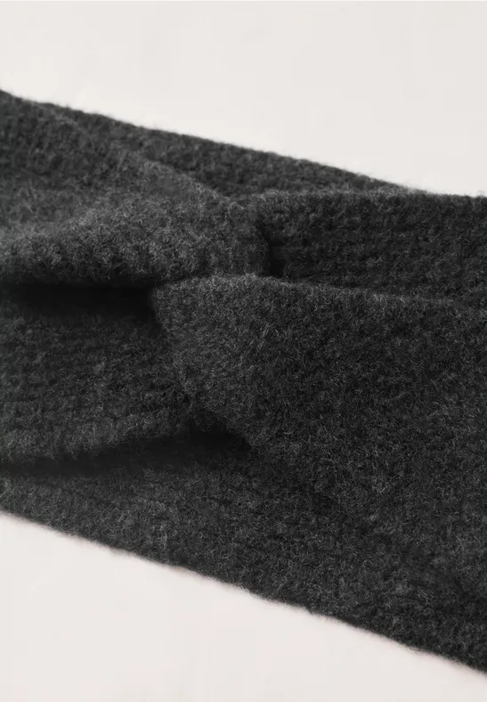 Feinstrick Stirnband in Unifarbe anthracite melange