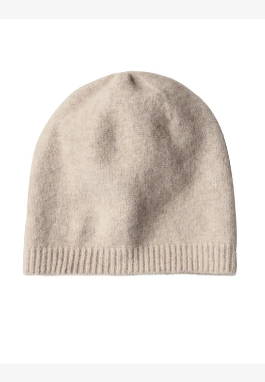 Feinstrick Beanie in Unifarbe Soft Sand Mel.