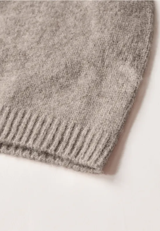 Feinstrick Beanie in Unifarbe Sandy Mocca Mel.