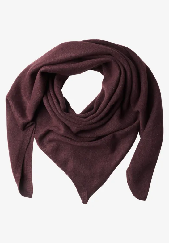 Écharpe triangulaire en maille fine, couleur unie rustic rouge mel.