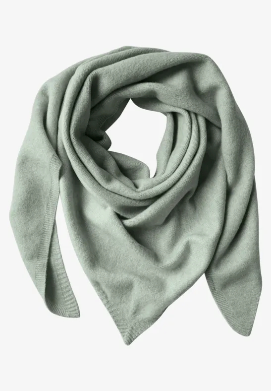 Trójkątny szal z cienkiej dzianiny w jednolitym kolorze eucalyptus green mel.