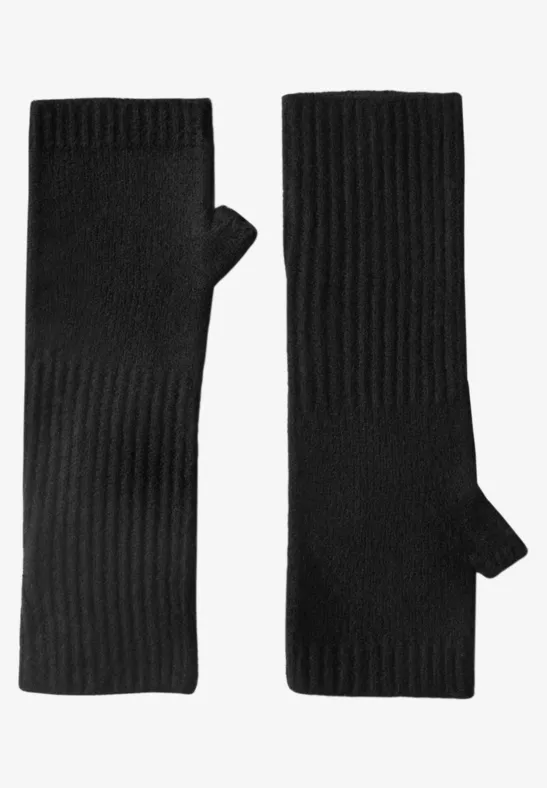 Feinstrick Armwärmer in Unifarbe Black