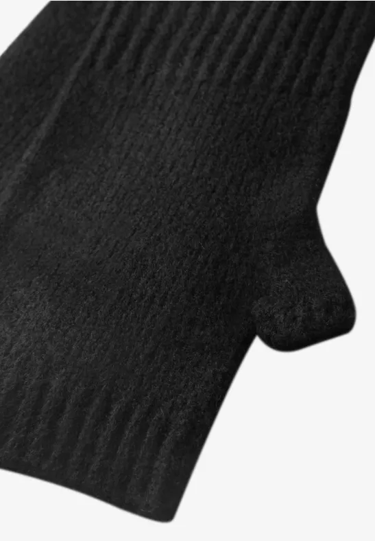 Feinstrick Armwärmer in Unifarbe Black
