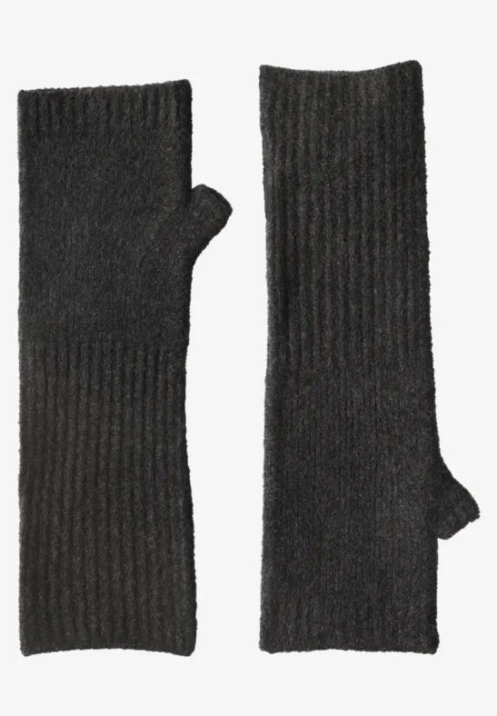 Feinstrick Armwärmer in Unifarbe anthracite melange