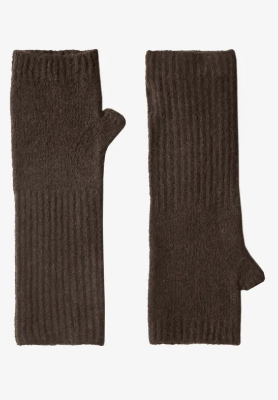 Feinstrick Armwärmer in Unifarbe auburn brown mel.