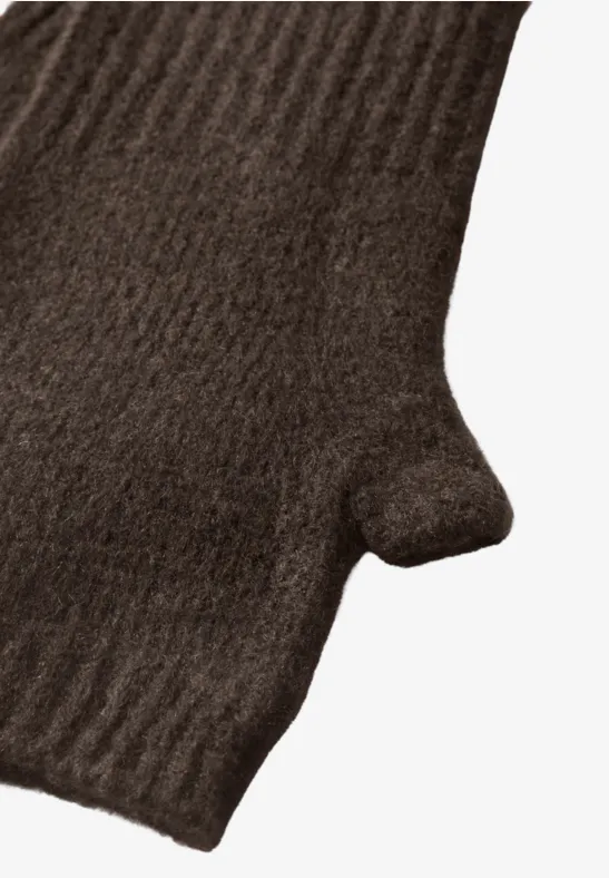 Feinstrick Armwärmer in Unifarbe auburn brown mel.