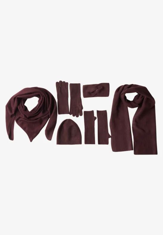 Longue écharpe en maille fine, couleur unie rustic rouge mel.